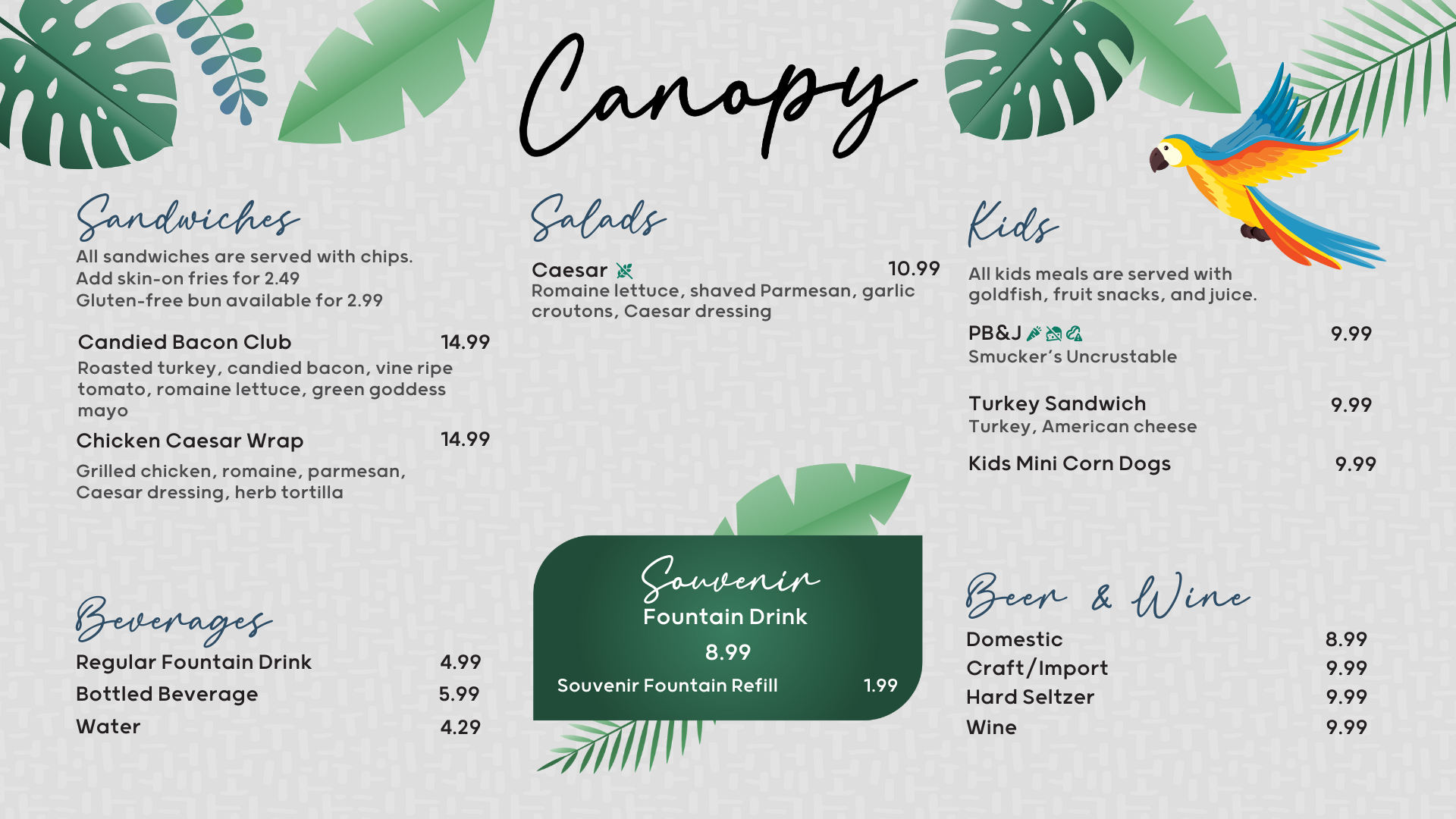 Canopy Menu 2