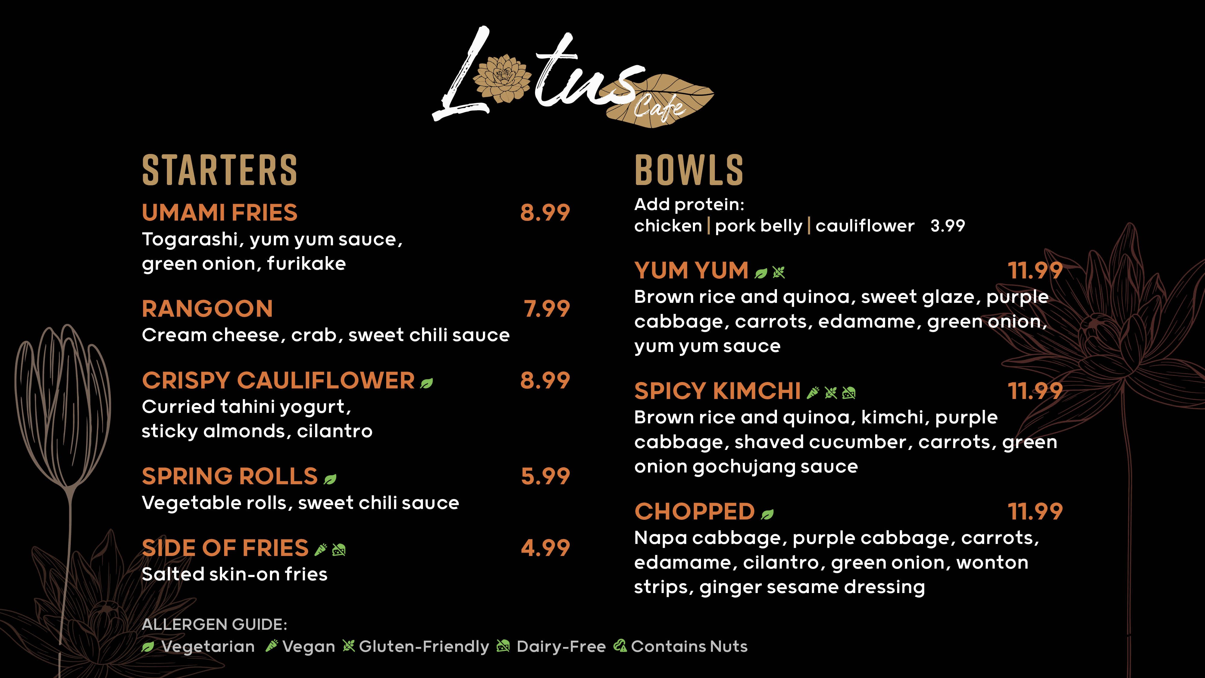 Lotus Cafe Menu 1